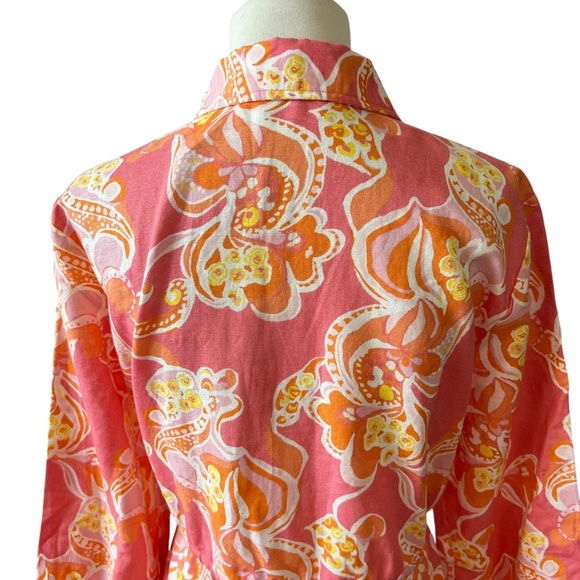 J MCLAUGHLIN FOLEY MIDI DRESS NWT S LINEN COTTON TRINIDAD ABSTRACT PARTY SUMMER - Picture 7 of 12